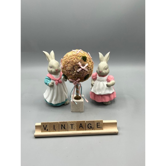 Vintage Carrot Patch Square Dept 56 Maypole Bunnies Vintage Easter Bunny - Picture 3 of 9